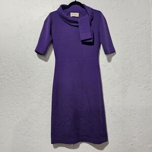 Vintage 1960s Kimberly Wool and Mohair Cowl Neck Dress Small